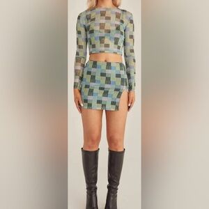 Riley Hubatka x Peppermayo Green Sheer Cropped Long Sleeve Top